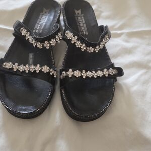 Mephisto Black Sandals with Silver Accents